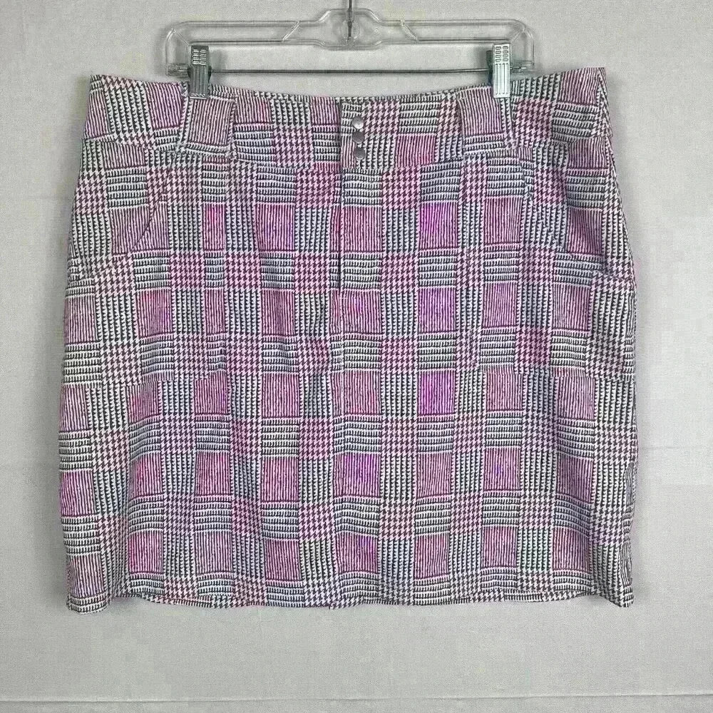 Jofit Golf Skirt Womans 16 Skort Pink Gray Active Performance Button Zip Pockets